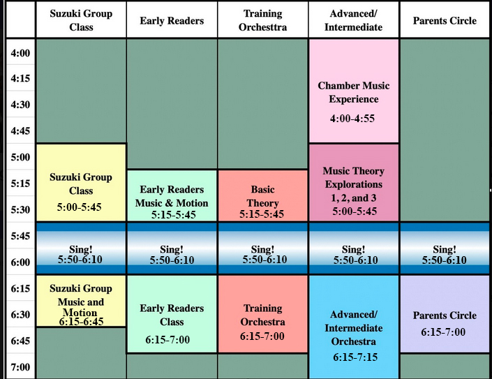 Class schedule Fall 25
